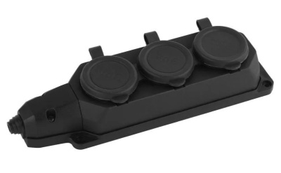 Розетка каучук трехместная с заглушкой 2Р+РЕ 16А IP44 //ЭРА