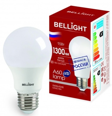Лампа светодиодная LED A60 220V/15W/E27 1300Lm 4000К BELLIGHT