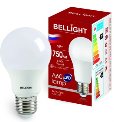 Лампа светодиодная LED A60 220V/9W/E27 750Lm 4000К BELLIGHT