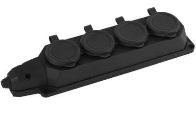 Розетка каучук четырех местная с заглушкой 2Р+РЕ 16А IP44 //ЭРА