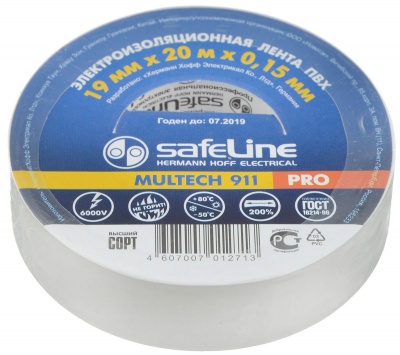 Изолента SAFELINE 19мм*20м белая