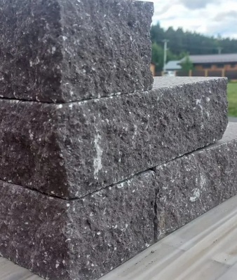 Кирпич шт. Рваный камень серый полнотел.(угол) левый 250*120*88 мм БП