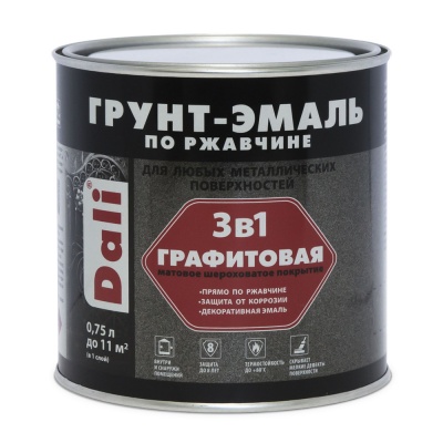 Эмаль графитовая серая по ржавчине, 0,75 кг DALI