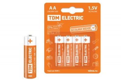 Батарейка  Аlkaline 1.5 V LR6 ВP-4/1шт TDM