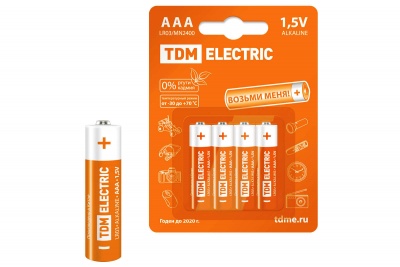 Батарейка  Аlkaline 1.5 V LR03 ВP-4/1шт TDM