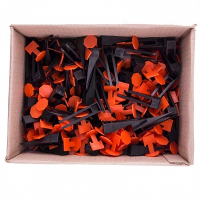 Система выравнивания плитки (СВП), комплект: зажимы, клинья (250/250 шт), упаковка коробка// Сибртех